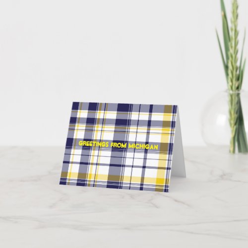 Blue and Maize Plaid Greeting Cards blank inside
