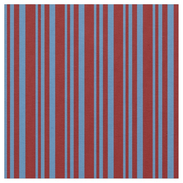 Blue and Maroon Lined Pattern Fabric (Close Up)