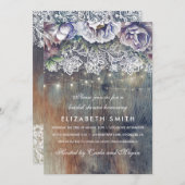 Blue and Maroon Rustic Floral Bridal Shower Invitation (Front/Back)