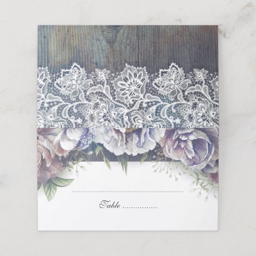 Blue and Maroon Rustic Floral Wedding Place Card