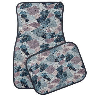 Blue and Mauve Abstract Terrazzo Design Car Floor Mat