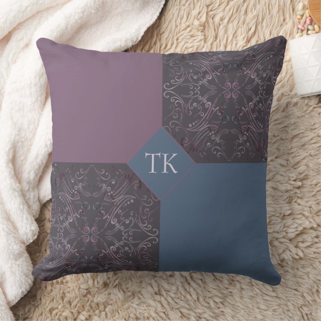 Blue and Mauve Throw Pillow (Blanket)