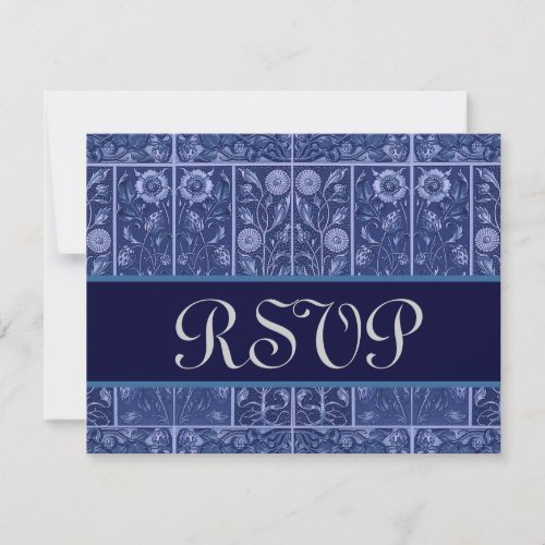 Blue and Midnight Vintage Flowers RSVP Wedding