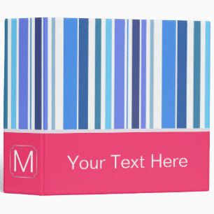 Blue and Mint Trendy Stripes Pattern 3 Ring Binder