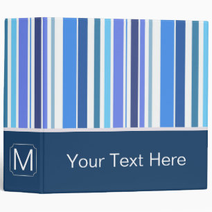 Blue and Mint Trendy Stripes Pattern Binder