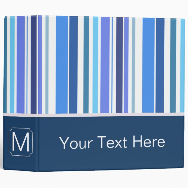 Blue and Mint Trendy Stripes Pattern Binder (Front/Spine)