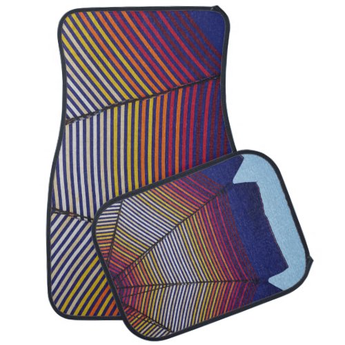 Blue and multicolored umbrella car floor mat