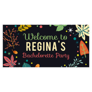 Blue and Nature Pattern Bachelorette Party Banner