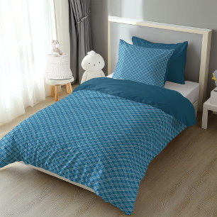 Blue and Navy Check Duvet for Boys' Twin Beds Cover