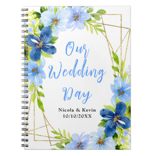 Blue and Navy Flowers with Foliage Wedding Planner Notebook
