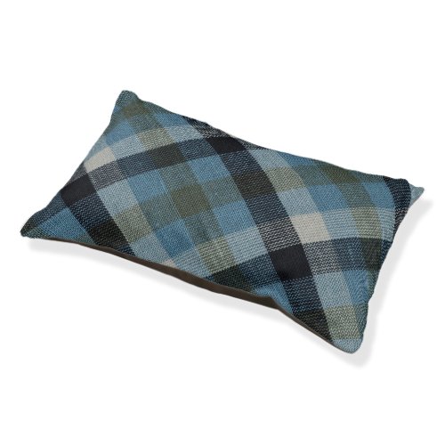 Blue and Navy Large Print Square Plaid  Pet Bed