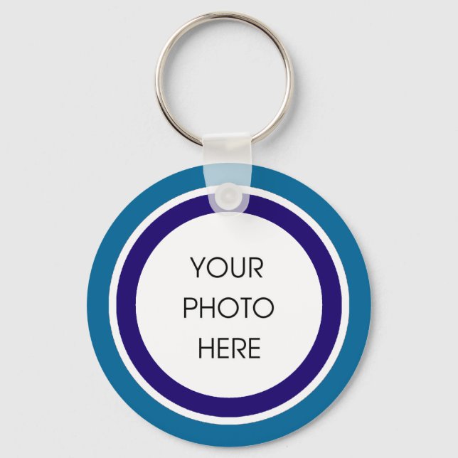 Blue and Navy Photo Keychain (Front)
