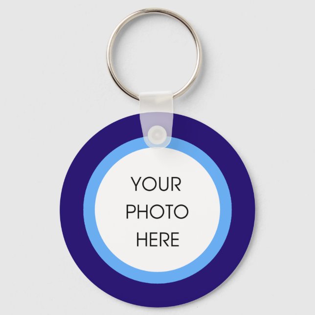 Blue and Navy Photo Keychain (Front)