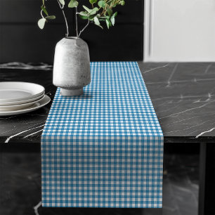 Blue and Navy Plaid Table Accent for Dining Room Long Table Runner