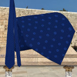 Blue and Navy Tiny Star Of David Neck Tie<br><div class="desc">Star of David neck tie featuring a tiny small sized star of David in blue against a deep navy blue background.</div>