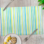 Blue And Neon Green Color Stripes Pattern Cloth Placemat at Zazzle