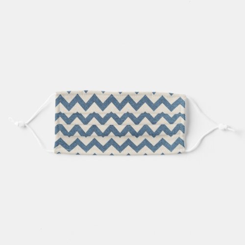 blue and off white chevron design adult cloth face mask