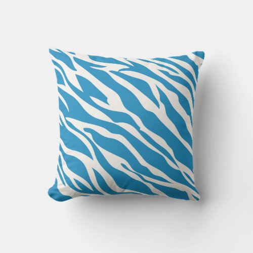 Blue and Off White Zebra Design Pillow