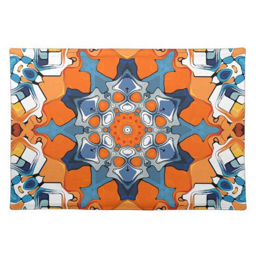 Blue And Orange Abstract Cloth Placemat