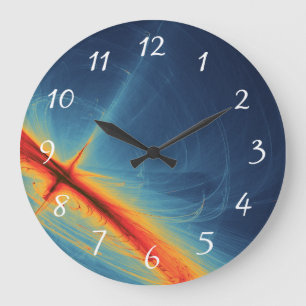 Blue and Orange Abstract Design Large Clock