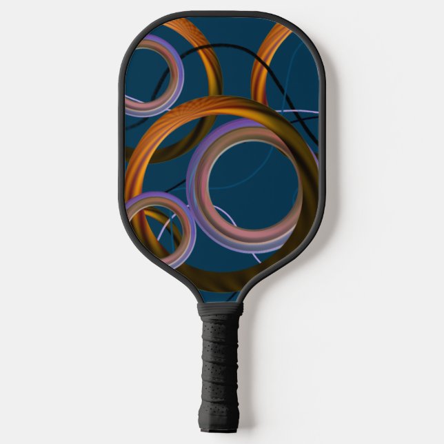Blue and Orange Abstract Design Pickleball Paddle (Back)
