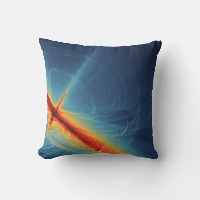 Blue and Orange Abstract Design Throw Pillow (Front)