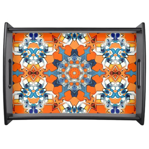 Blue And Orange Abstract Serving Tray