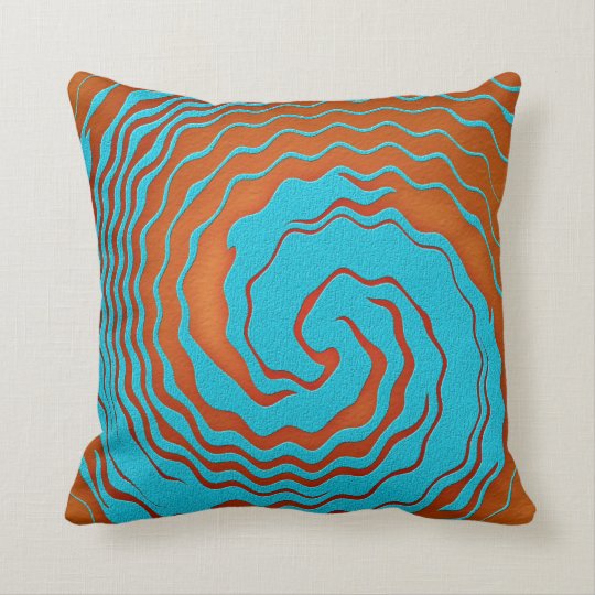 Blue and Orange Abstract Wave Art Throw Pillow | Zazzle.com