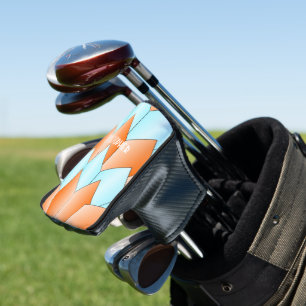 Blue And Orange Art Deco Design Golf Head Cover