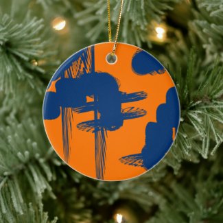 blue and orange background 4738 abstract art ceramic ornament
