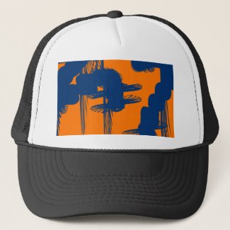blue and orange background 4738 abstract art trucker hat