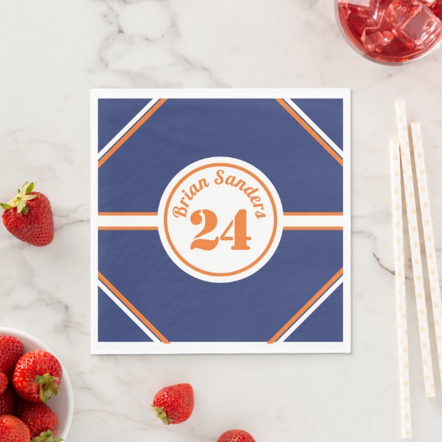 Blue and Orange Baseball Theme Napkins (Insitu)