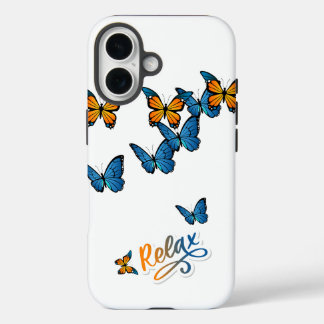 Blue and Orange Butterflies Flight Relax iPhone 16 Case