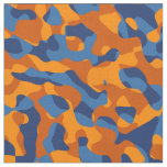 Blue and Orange Camouflage Print Pattern Fabric