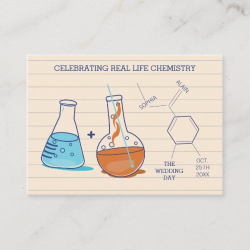 Blue and Orange Chemistry Wedding Place Cards