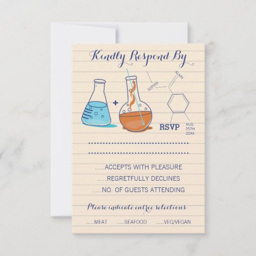 Blue and Orange Chemistry Wedding Response Cards
