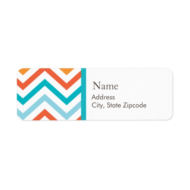 Blue and Orange Chevron Address Label (Front)