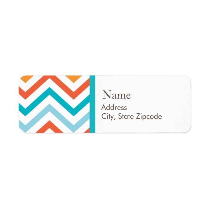 Blue and Orange Chevron Address Label