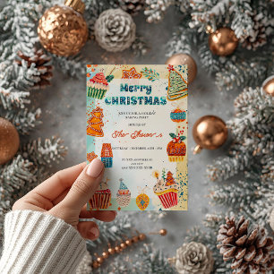 Blue and Orange Christmas Bright Holiday Party I Invitation