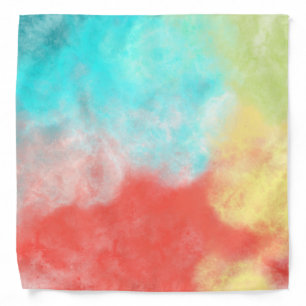 Blue and Orange Cloudy Tie Dye Bandana