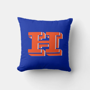 Blue and Orange Collegiate Color Style Monogram Throw Pillow