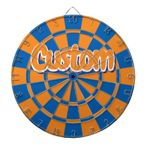 Blue and Orange Color White Outlined Custom Text Dart Board