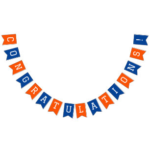 Blue and Orange Congratulations Graduation Bunting Flags