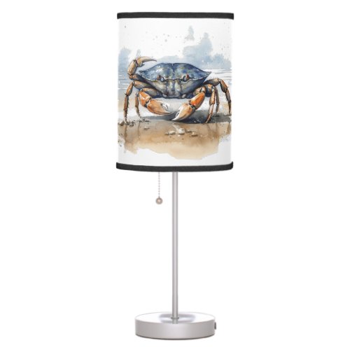 blue and orange crab walking on the beach  table lamp