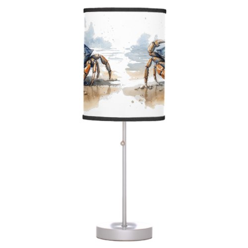 blue and orange crab walking on the beach  table lamp