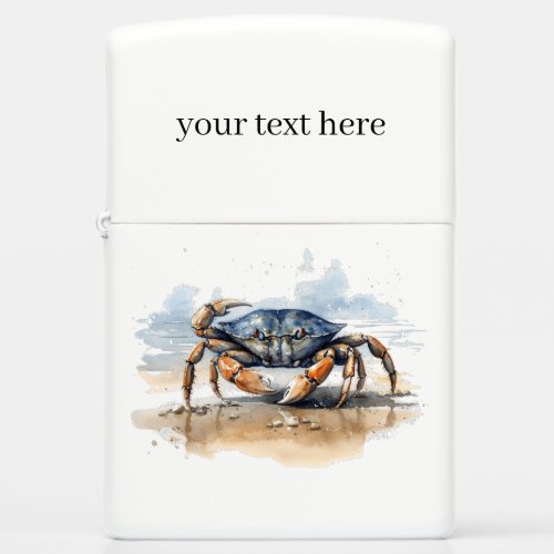 blue and orange crab walking on the beach  zippo lighter