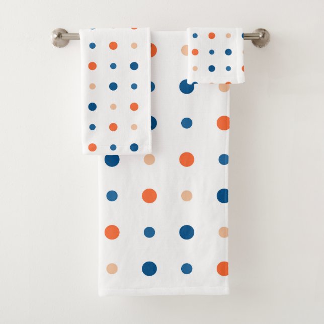blue and orange Dots  Bath Towel Set (Insitu)