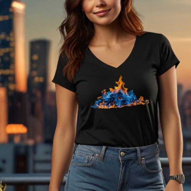  "Blue and Orange Fire Flames" Vibrant Art Design  T-Shirt (Creator Uploaded)