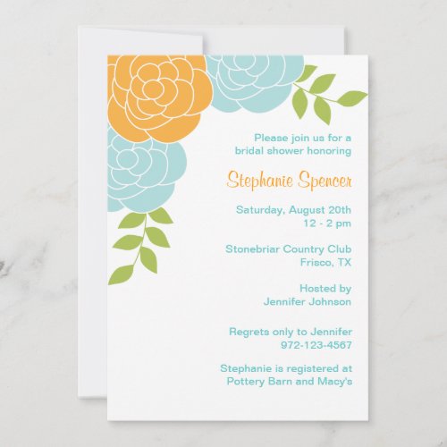 Blue and Orange Floral Invitations