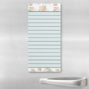 Blue and orange floral magnetic notepad